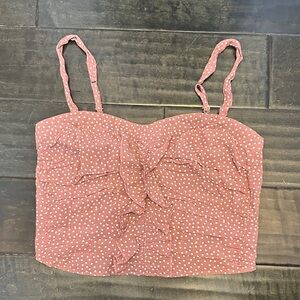 Abercrombie & Fitch Pink Polka Dot Cropped Tank